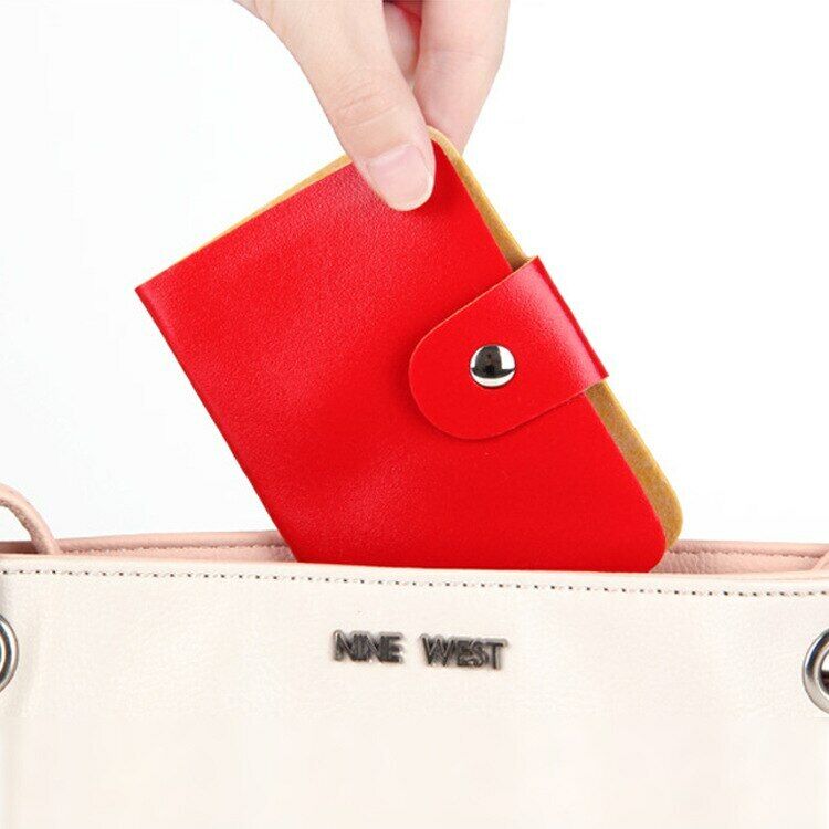 Credit Card Holder Men Women Cards Bag PU Leather Buckle Business ID Card Holder