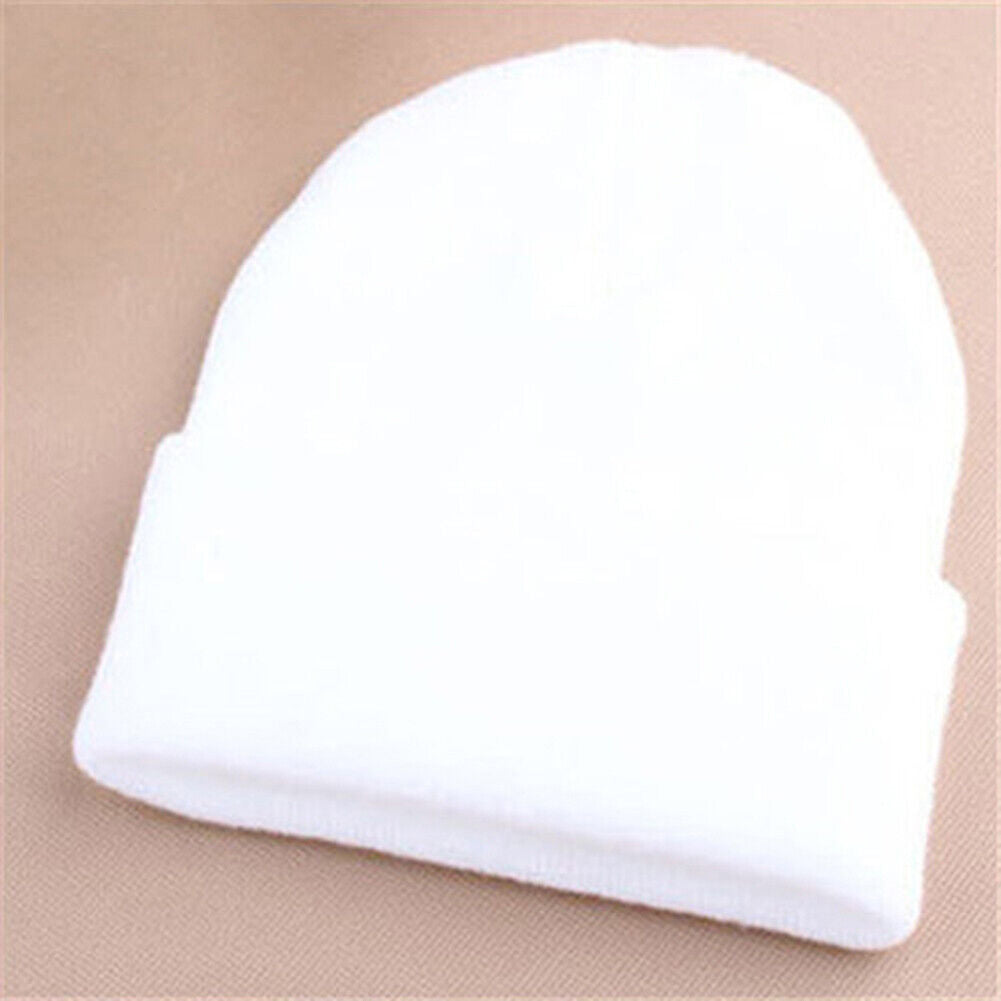 Beanie Hat Men Women Plain Knit Ski Cap Warm Elastic Skull Winter Cuff Thermal