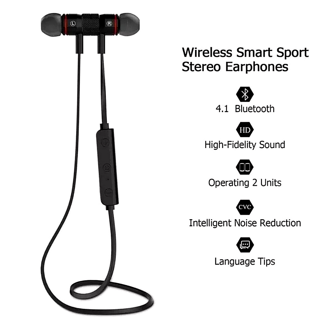Headphones Wireless Bluetooth Sport Gym Earphones Earbuds Headset with MIC Bass