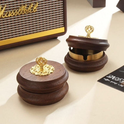 Solid Wood Car Ashtray 7×8.5cm 102g Stainless Steel Liner Anti-Ash Leak