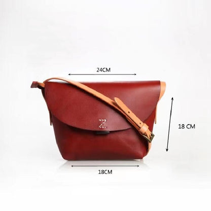 Small Bag Genuine Leather Handmade Retro Messenger Bag Acrylic Shell Shape Green
