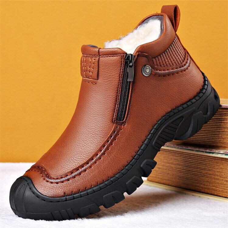 Men Winter Boots Leather Sneakers Warm Men's Boots Outdoor Hiking Boots Shoes