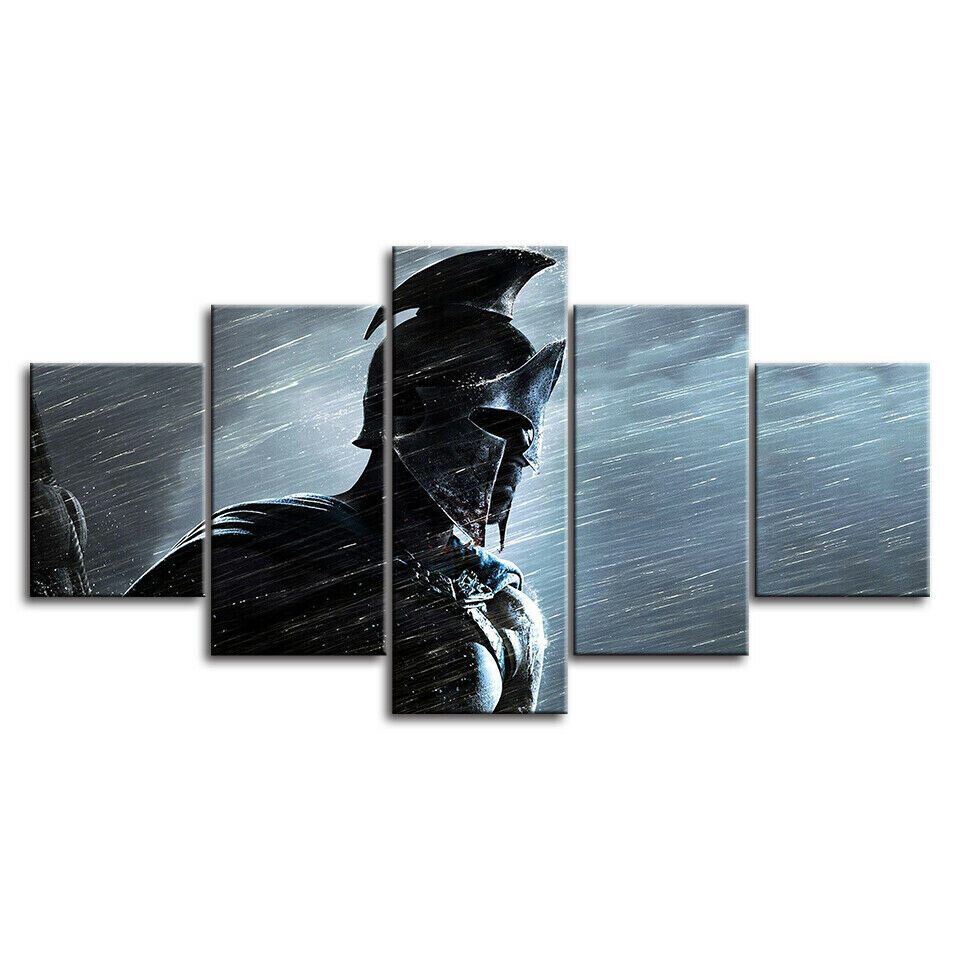 5 pieces of Animal Tiger HD spray painting canvas oil Sparta Warrior Figure Spar