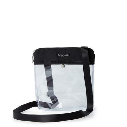 Baggallini womens Stadium Clear Pocket Crossbody, black, One Size, Black