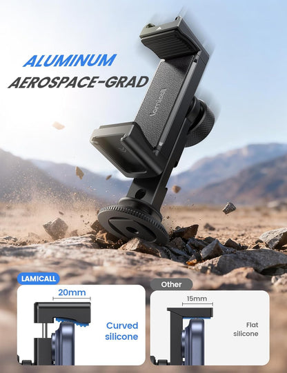 Aluminum Phone Tripod Mount with 3 Cold Shoes & Arca Port & 1/4" Thread, 360° Ca