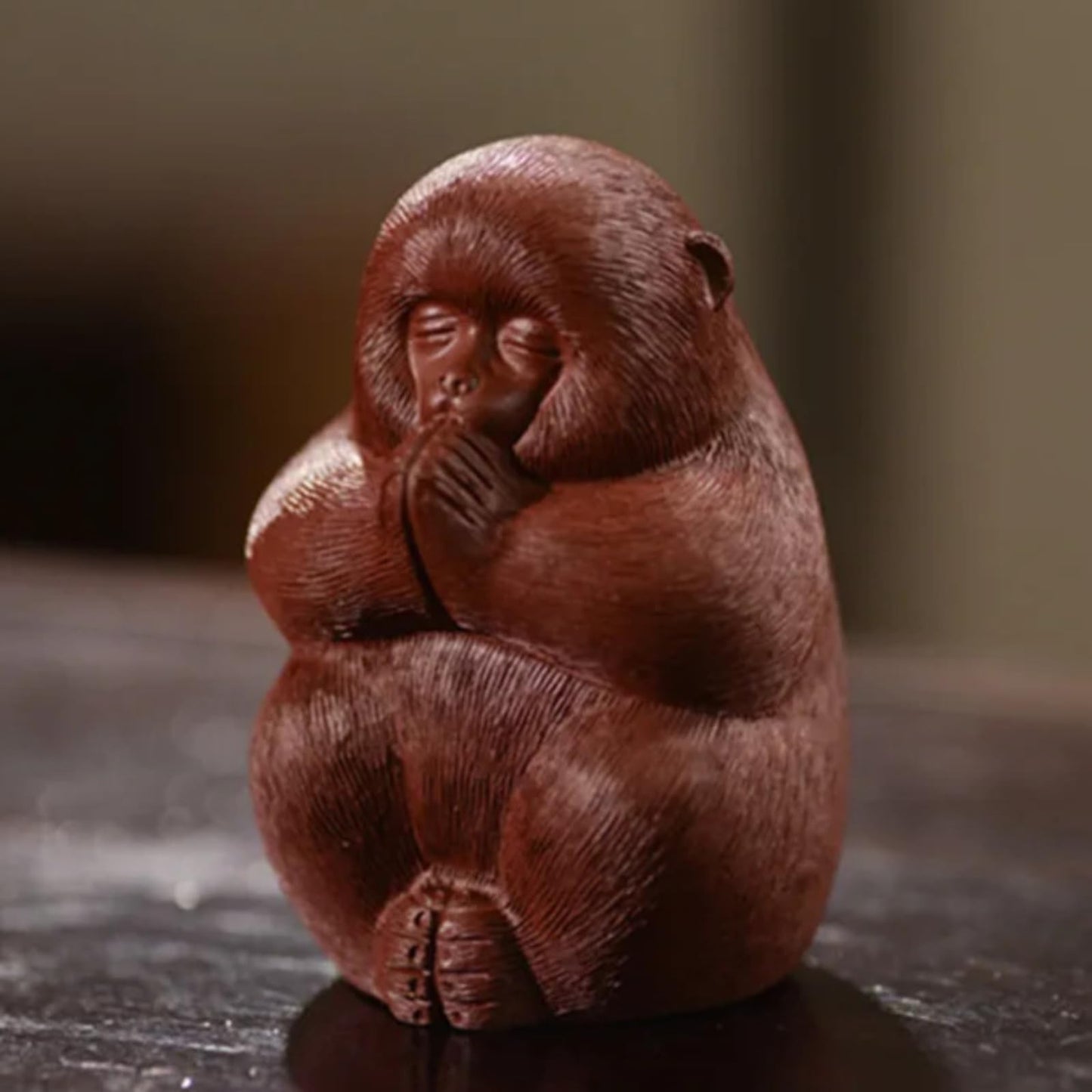 Purple Clay Tea Pet Monkey Figurine Chinese Tea Tray Decoration Tea Ceremony