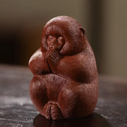 Purple Clay Tea Pet Monkey Figurine Chinese Tea Tray Decoration Tea Ceremony