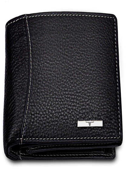 New Black Bi-Fold Leather Men's Wallet RFID Protection Gift Item