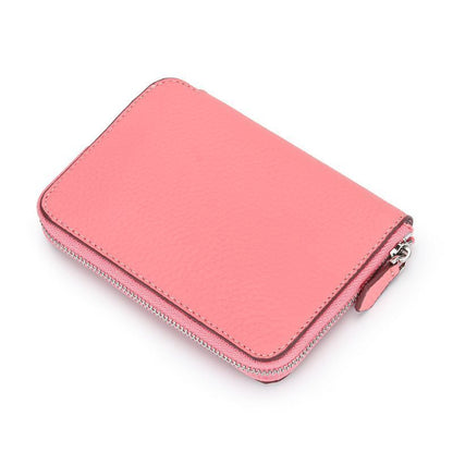 Genuine Leather Short Wallet Card Holders Small Coin Purse Zipper Slim Money Bag