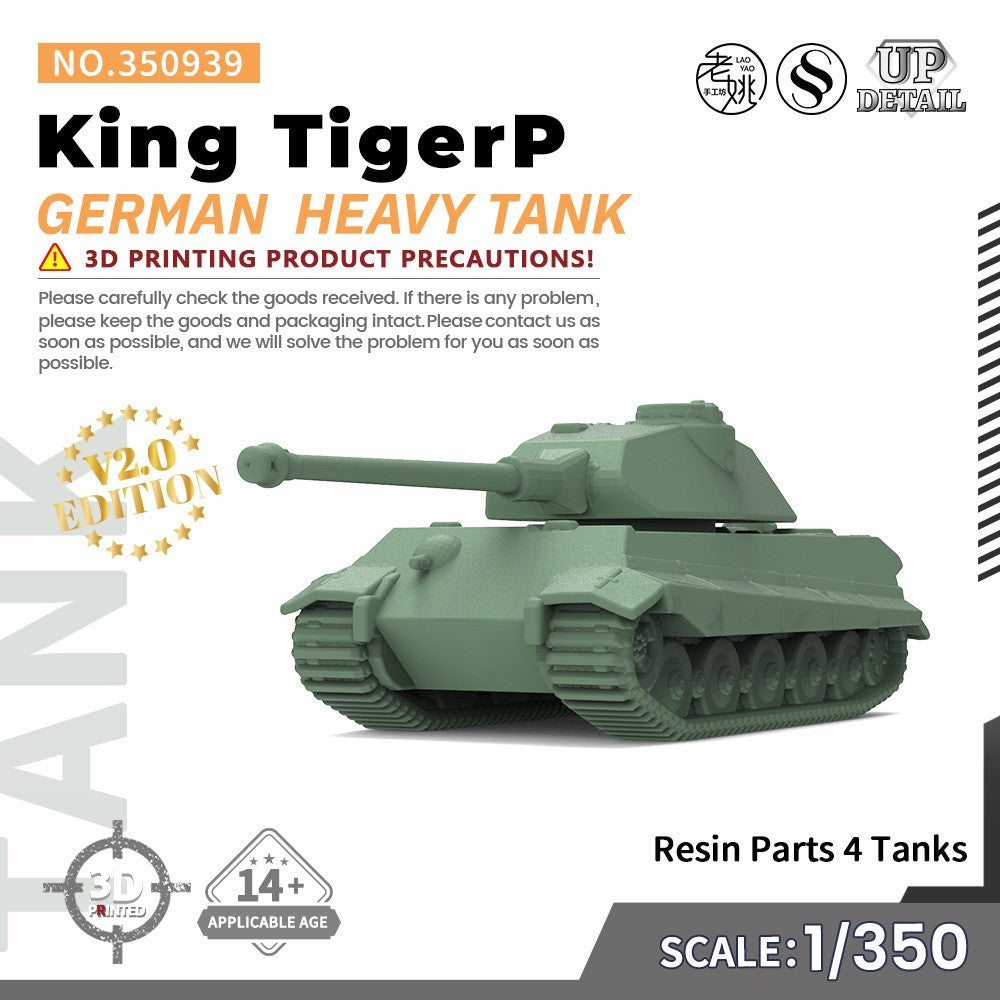 SSMODEL SS350939 1/350 Military Model Kit German King TigerP Heavy Tank
