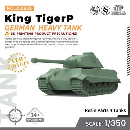 SSMODEL SS350939 1/350 Military Model Kit German King TigerP Heavy Tank