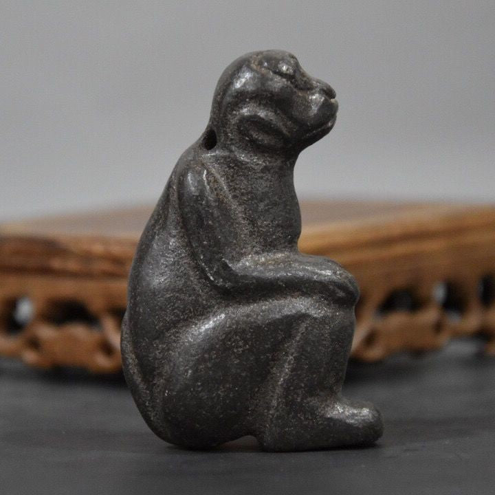China Tibetan Old Hongshan Culture Meteorite Iron Monkey Statue Collection