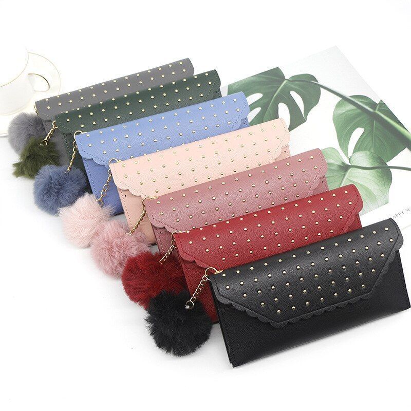 Wallet Retro Rivet Hasp Long Wallet Card Purse Synthetic Leather Phone Bag Purse