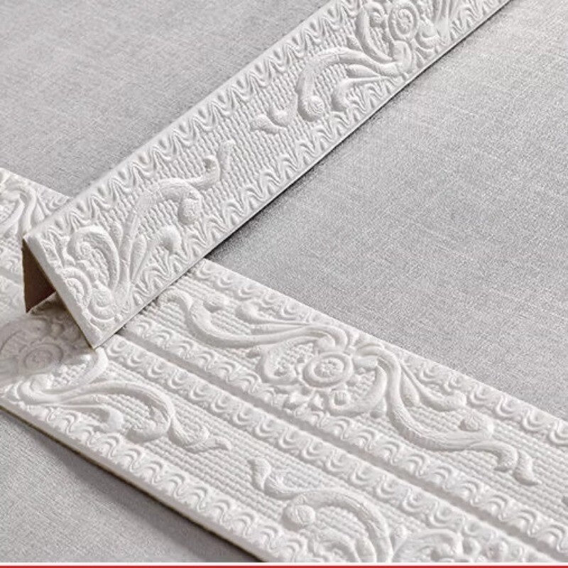 3D Floral Self Adhesive Wall Skirting Border Sticker Line Wallpaper Strip