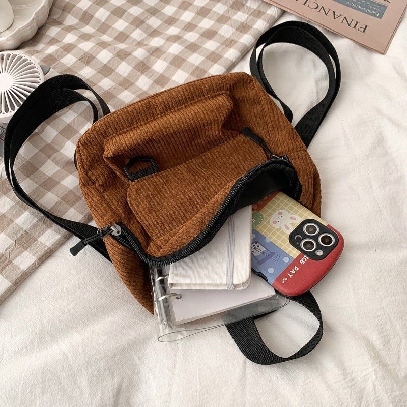 Women Mini Backpack Corduroy Small Student Bookbags Traveling Backpack 23*9*19CM