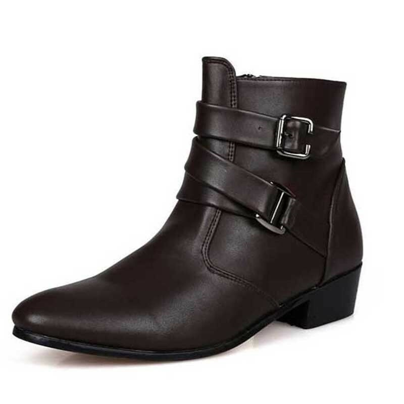 Men's Low Heeled Boots Punk Motorcycle Ankle Shoes Zipper Up Oxfords Classic NEW