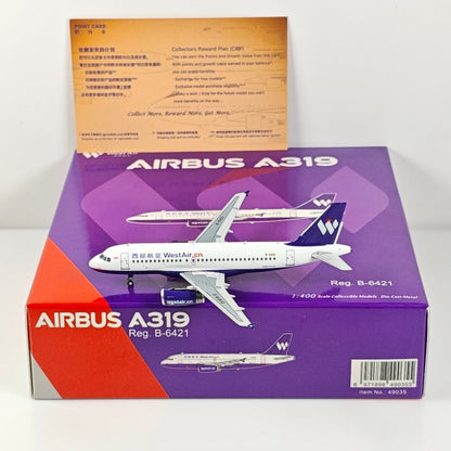 1:400 NG Models West Air Airbus A319 B-6421 Diecast Aircraft Plane Model