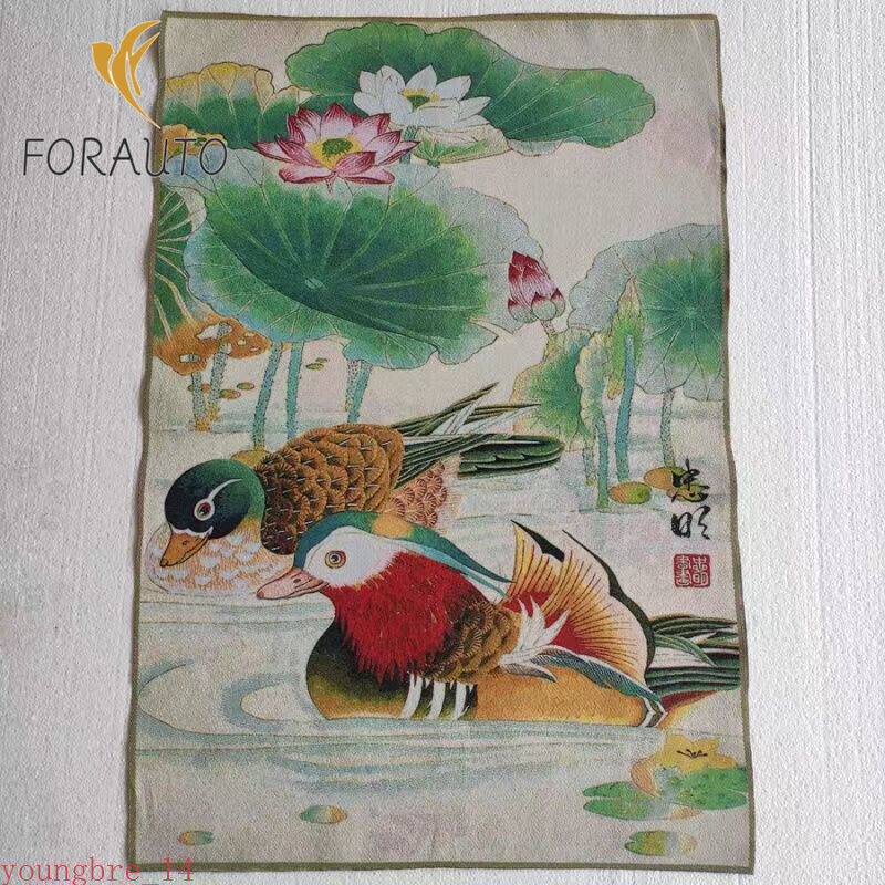 Thangka Mandarin Duck Playing in The Water Embroidered Brocade Painting-