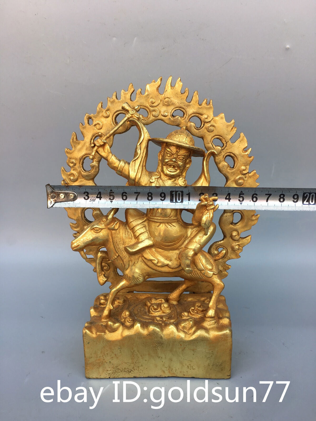 9.0“old Tibet Tibetan Buddhism Bronze Gilt Vajra Dharma Protection Buddha Statue
