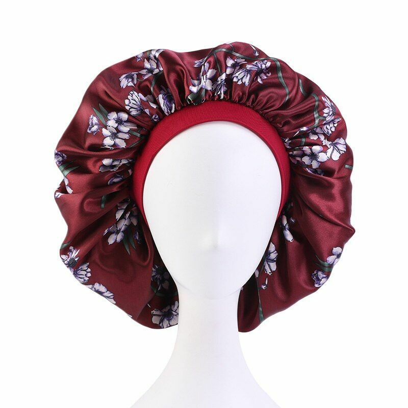 Sleep Night Cap Big Size Beauty Satin Silky Bonnet Head Cover Hat Curly Springy