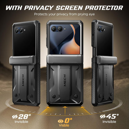for Motorola Razr 2025/Razr 2024 Case with Privacy Screen Protector, [Stand & Be