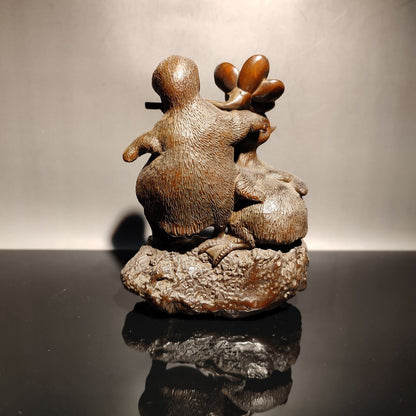 vintage wooden ornaments sculptures duck love statue anniversary gifts couple