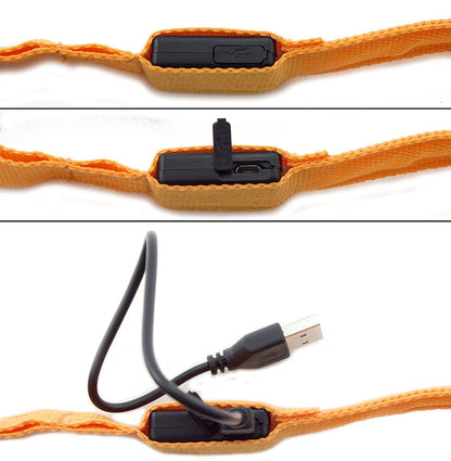 Orange 4 Foot Illuminated LED Pet Leash - Recharged via USB (Charger Included)