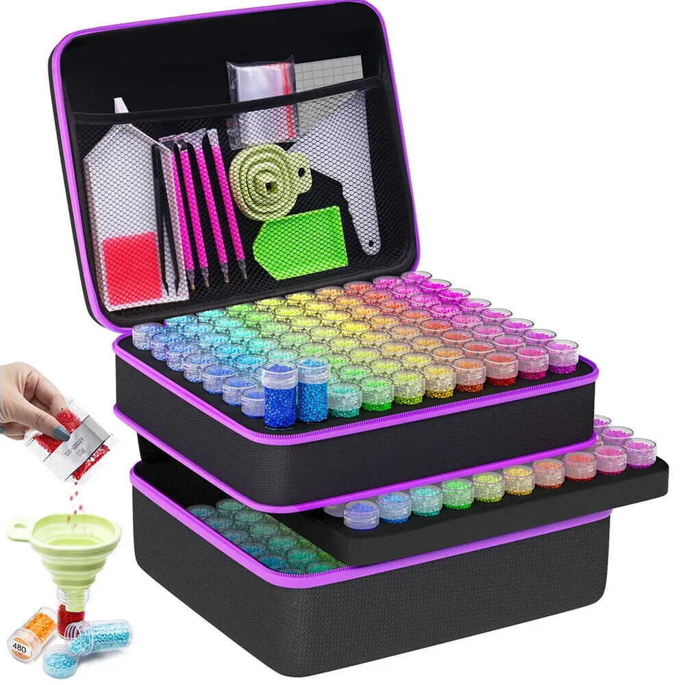 Diamond Painting Storage Boxes, 240 Slots Bead Storage 5D Diamond Art Tools Kits