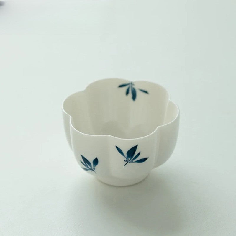 90ml Ceramic Hand-painted Butterfly Orchid Zen Teacup Master Cup Pu 'er Tea Bowl