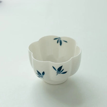 90ml Ceramic Hand-painted Butterfly Orchid Zen Teacup Master Cup Pu 'er Tea Bowl