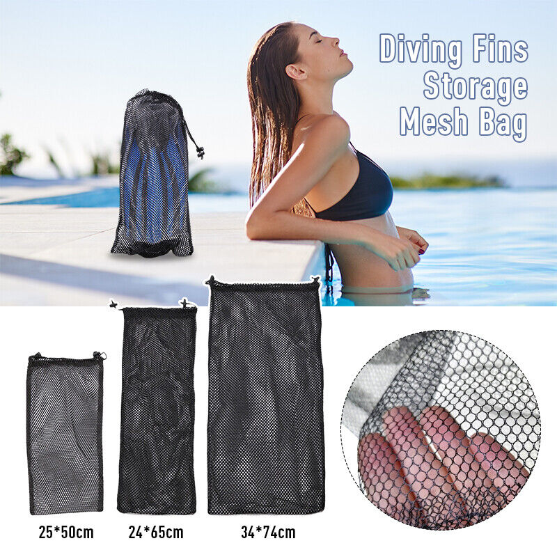1X Swimming Fins Mesh Storage Bag Diving Mask Swimming Beach Bundle Pocket