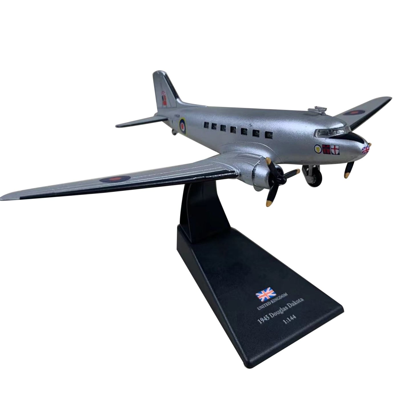 1/144 Scale WWII UK For Douglas C-47 Dakota Mk.IV Transport Plane Model w/ Stand