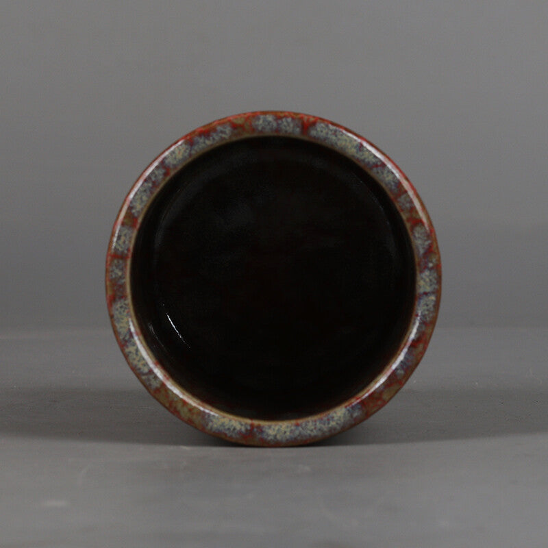 4.4" China Qing Beauty Drunk Glaze Porcelain Fambe Hacking Small Brush Pot