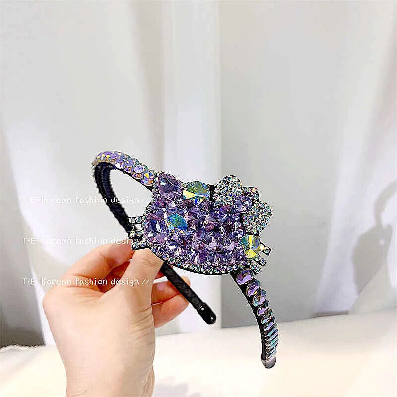 Women Headband Vintage Baroque Flower Big Diamond Luxury Fashion Party Hairbands