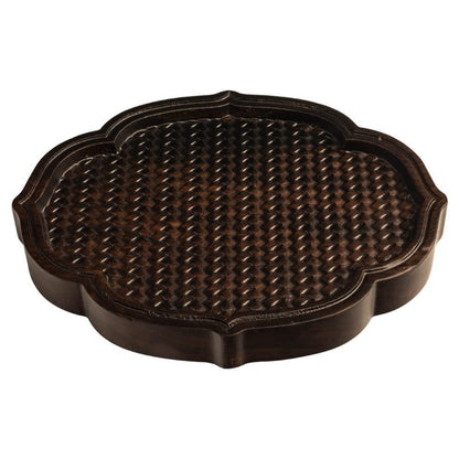 18cm Solid Wood Carved Household Tea Tray Kung Fu Tea Set Tea Decor