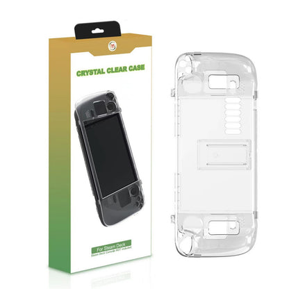 Crystal Clear Protective Back Case Shell With Stand for Steam Deck Game Console