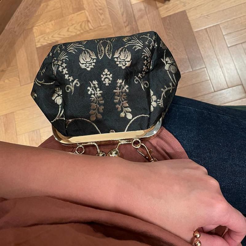 Retro Shoulder Messenger Bag Clutch Striped Gold Bag Luxury Little Handbag Green