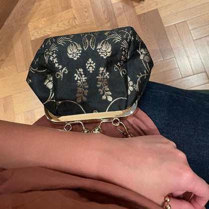 Retro Shoulder Messenger Bag Clutch Striped Gold Bag Luxury Little Handbag Green