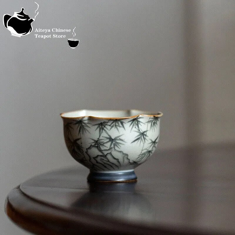Hand-painted Bamboo Flower Mouth Tea Cup Chinese Style Cup Retro Style Home