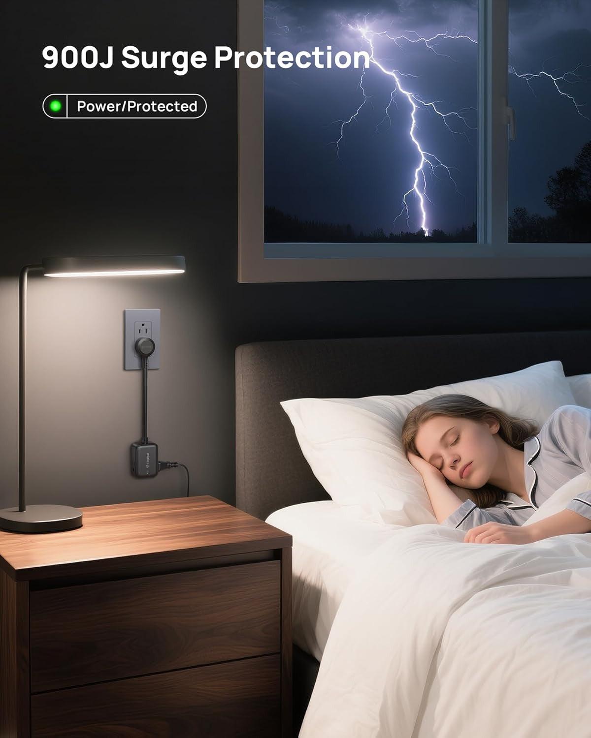 360° Rotating Flat Plug Outlet Extender with 6 Inch Extension Cord, Small Surge