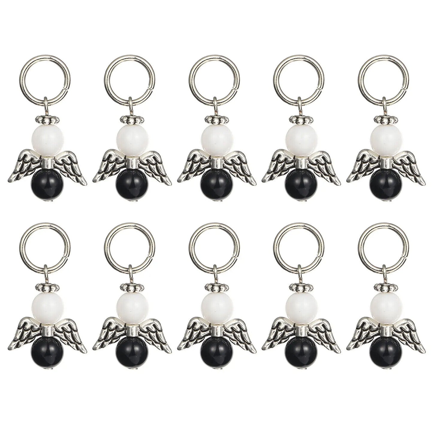 Knitting Stitch Markers 10Pcs Resin Beads Metal Angel Crochet Craft Locking Tool
