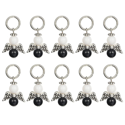 Knitting Stitch Markers 10Pcs Resin Beads Metal Angel Crochet Craft Locking Tool