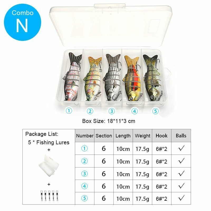 5Pcs/Set Sinking Wobblers Crankbaits Fishing Kit Artificial Hard Lures Swimbaits