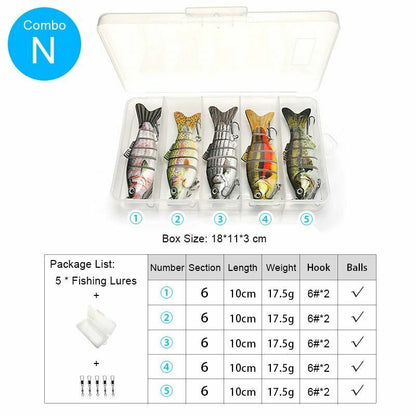 5Pcs/Set Sinking Wobblers Crankbaits Fishing Kit Artificial Hard Lures Swimbaits