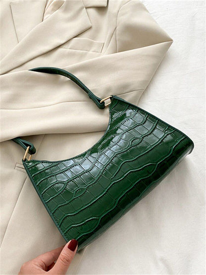 Vintage Crocodile Stripe Handbag Retro Versatile Totes Shoulder Bag 25*17*6 CM