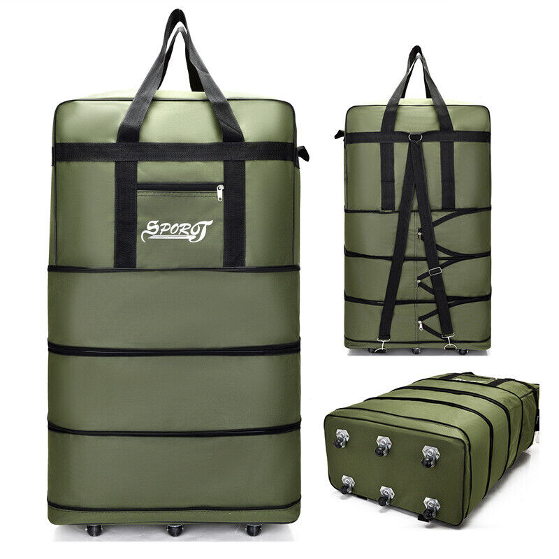 Large Capacity Foldable Luggage Trolley Bags Oxford Expendable Wheel Travel Bags
