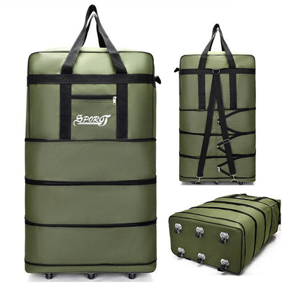 Large Capacity Foldable Luggage Trolley Bags Oxford Expendable Wheel Travel Bags
