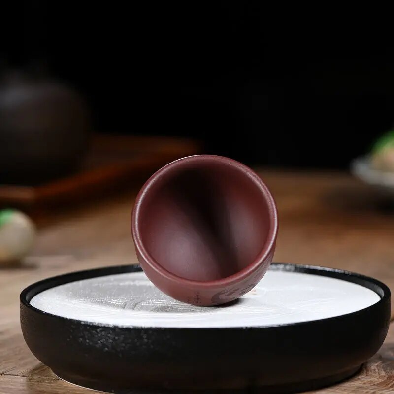 Yixing Purple Sand Cup Raw Ore Purple Mud Fish Play Cup Pure Hand-carved