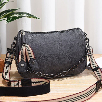 Vintage Zipper Little Bag Hard Synthetic Leather Chain Ladies Shoulder Bag Shell
