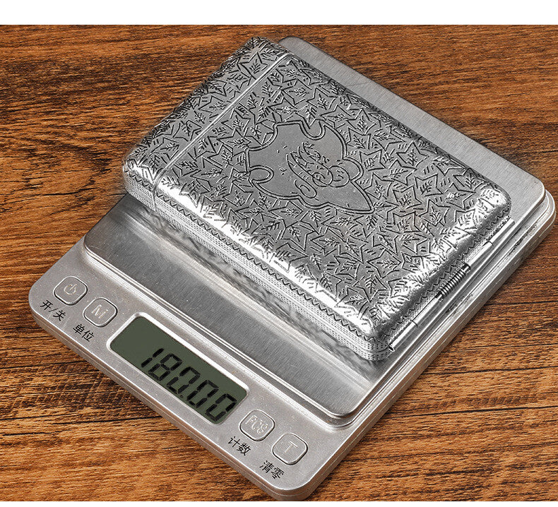 Retro Hand Carved Metal 3-Open Gold Cigarette Box Which Can Hold 14 Cigarettes
